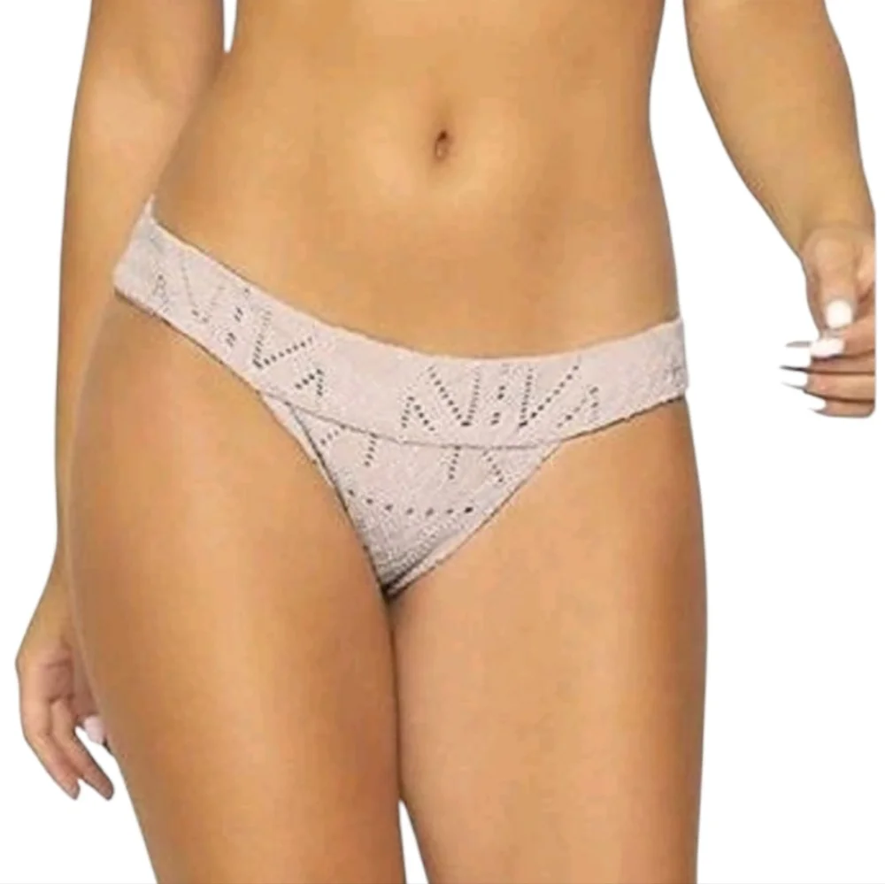 PilyQ Blush Crochet Thick Banded Brazilian Bikini sz L